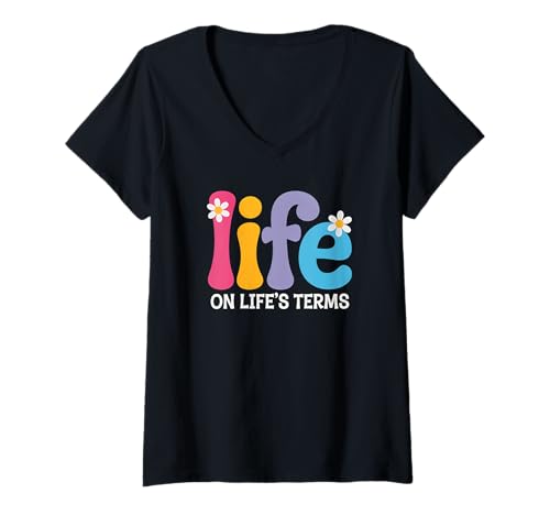 Damen Sober AF Life On Life's Terms Lustiges NA AA Gifts T-Shirt T-Shirt mit V-Ausschnitt Damen Sober AF Life On Life's Terms Lustiges NA AA Gifts T-Shirt T-Shirt mit V-Ausschnitt von 12 Step Sobriety Funny Gifts Apparel Tee Co.