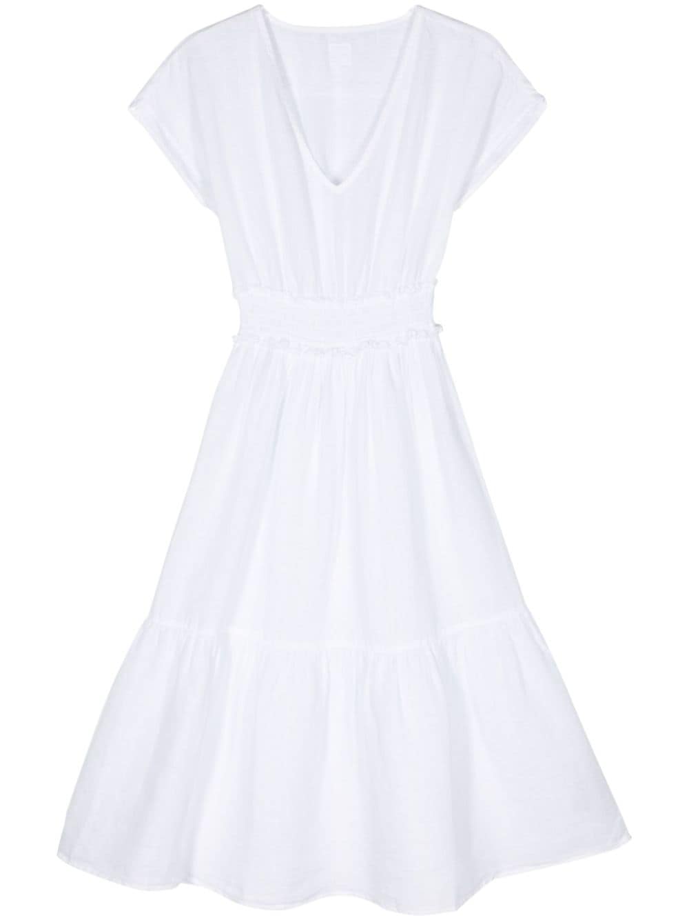 120% Lino flared linen midi dress - Weiß von 120% Lino