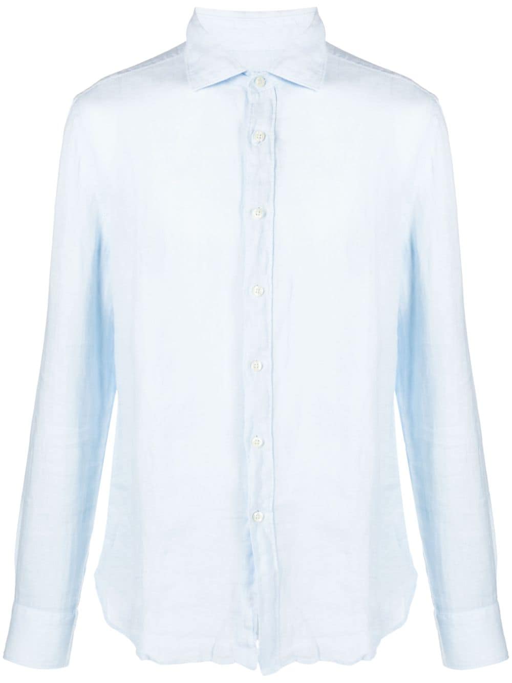 120% Lino Langärmeliges Hemd aus Leinen - Blau von 120% Lino