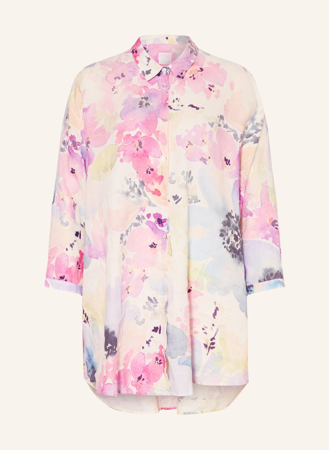 120%Lino Hemdbluse Aus Leinen Mit 3/4-Arm rosa von 120%lino