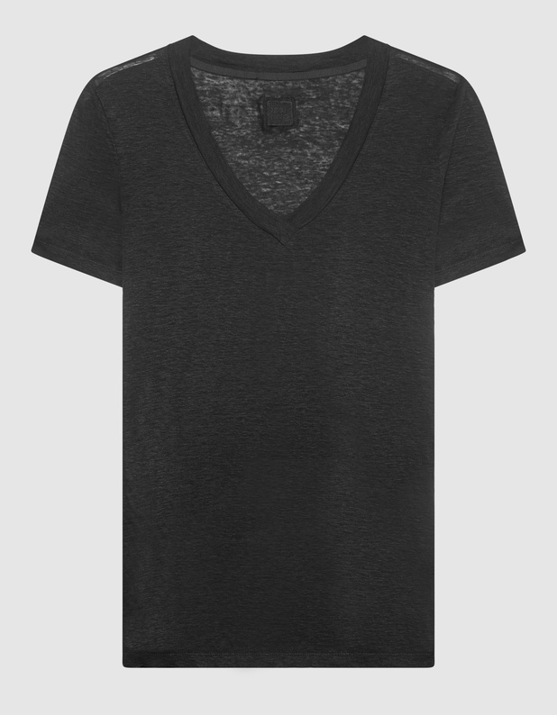 Linen V Neck Sky Soft Black von 120% lino