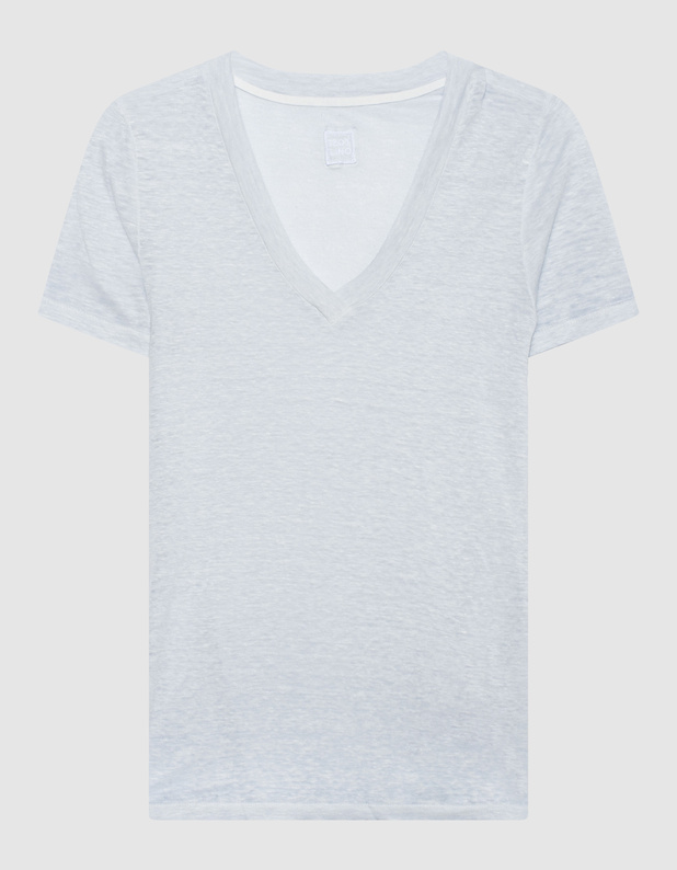 Linen V Neck Sky Soft von 120% lino
