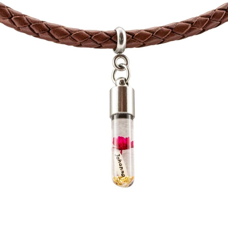 Leder-Halskette Mit Anhänger Name Auf Reiskorn - Echtleder von 123Reis