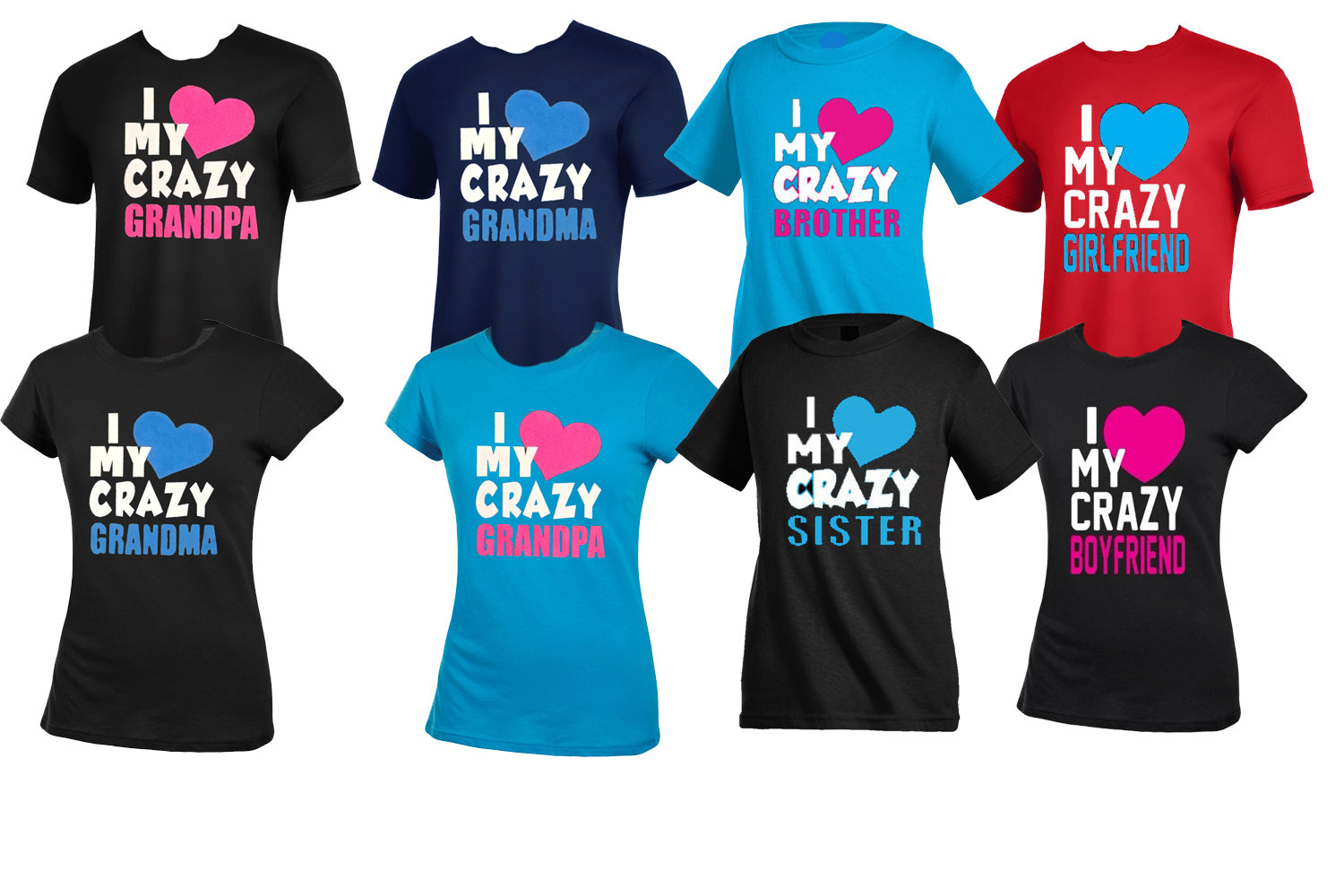 Ich Liebe Meine Verrückte Freundin, Freund, Ehemann, Frau, Schwester, Bruder, Oma, Opa, T-Shirt Alle Größen Farben von 123emmashirts