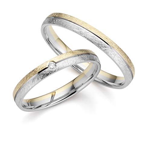 123traumringe 2x Trauringe/Eheringe Gelbgold/Weißgold 333 in Juwelier-Qualität (Brillant/Diamant/Gravur/Ringmaßband/Etui) von 123traumringe