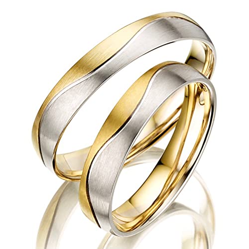 123traumringe 2x Trauringe/Eheringe Gelbgold/Weißgold 333 in Juwelier-Qualität (Gravur/Ringmaßband/Etui) von 123traumringe