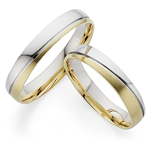 123traumringe 2x Trauringe/Eheringe Weißgold/Gelbgold 333 in Juwelier-Qualität (Gravur/Ringmaßband/Etui) von 123traumringe