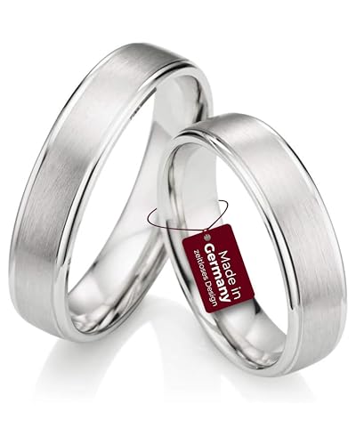 123traumringe Eheringe in 925 Silber I Partnerringe mit Etui & Gravur I Gravierbare Silberringe mit wählbarer Ringgröße 50-74 mm I Hochwertige S72 Verlobungsringe in 5 mm Breite & 1,5 mm Stärke von 123traumringe