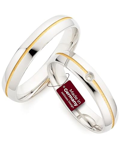 123traumringe Eheringe in 925 Silber I Partnerringe mit Etui & Gravur I Damenring mit 1 Brillant I Ringgröße 50-62 mm oder 54-72 mm I Verlobungsringe in 4 mm Breite & 1,5 mm Stärke I S62 A 123traumringe Eheringe in 925 Silber I Partnerringe mit Etui & Gravur I Damenring mit 1 Brillant I Ringgröße 50-62 mm oder 54-72 mm I Verlobungsringe in 4 mm Breite & 1,5 mm Stärke I S62 A von 123traumringe