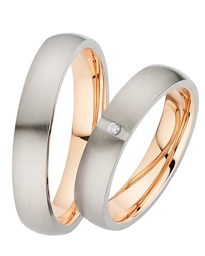 123traumringe Eheringe in Titan I Partnerringe mit Brillant & Etui I Gravierbare Eheringe mit Ringgröße 50-70 mm I Hochwertige Verlobungsringe in 4 mm Breite & 1,8 mm Stärke | S94 von 123traumringe
