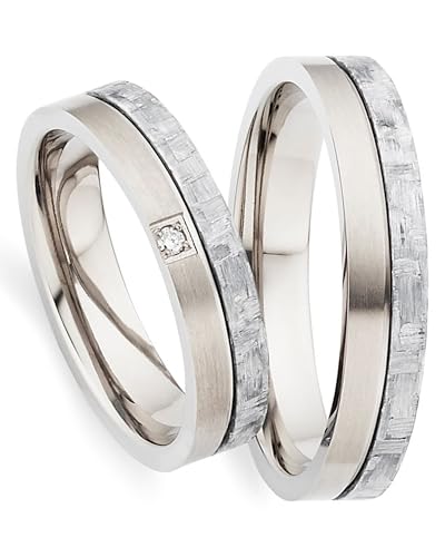 123traumringe Eheringe in Carbon & Titan I Partnerringe mit Brillant & Etui I Gravierbare Eheringe mit Ringgröße 50-70 mm I Hochwertige Verlobungsringe in 4,5 mm Breite & 1,8 mm Stärke | S77 von 123traumringe