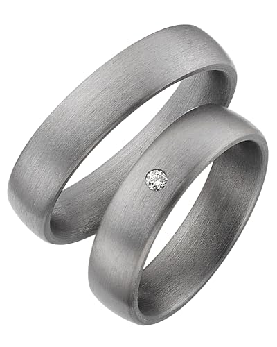 Eheringe in Tantal I Edle Partnerringe mit Brillant 0,030 Ct. & Etui I Gravierbare Eheringe mit Ringgröße 50-72mm I In 5mm Breite & 1,9mm Stärke I P33 von 123traumringe