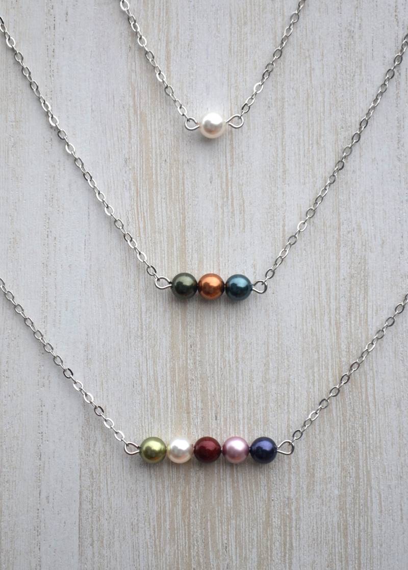 Anpassbare Swarovski Perlen Geburtsstein Halskette Anpassbare Swarovski Perlen Geburtsstein Halskette von 127Blessings