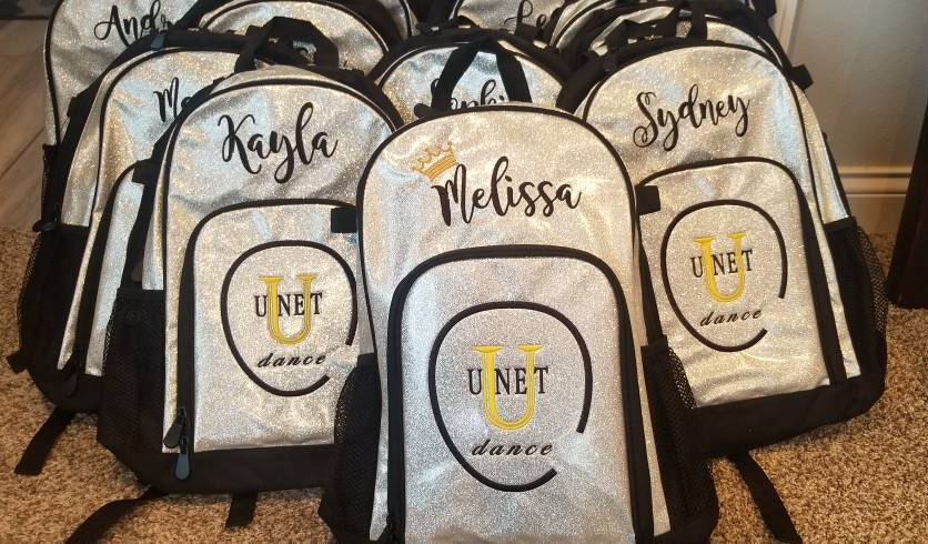 Personalisierte Bestickter Glitter Rucksack Cheer Bag Sportrucksack - 6 Farben von 12EyesEmbroidery