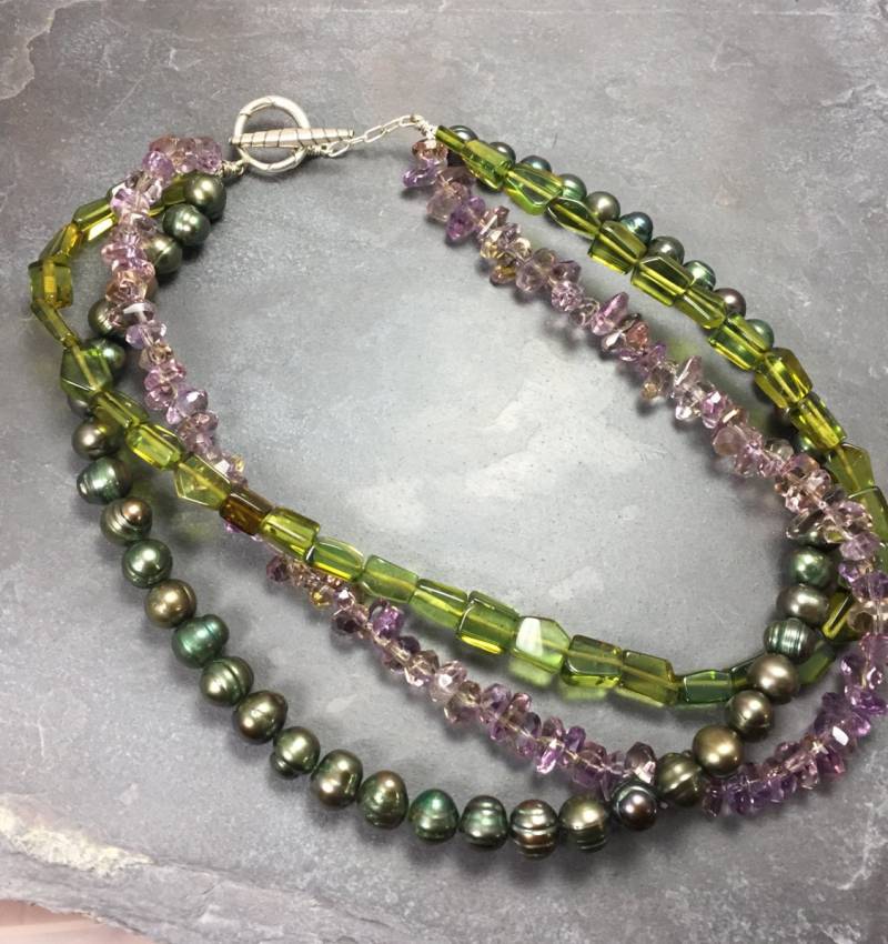 Go Big - Eine Statementkette in Ametrin Mit Süßwasserperlen von 12SixteenDesigns