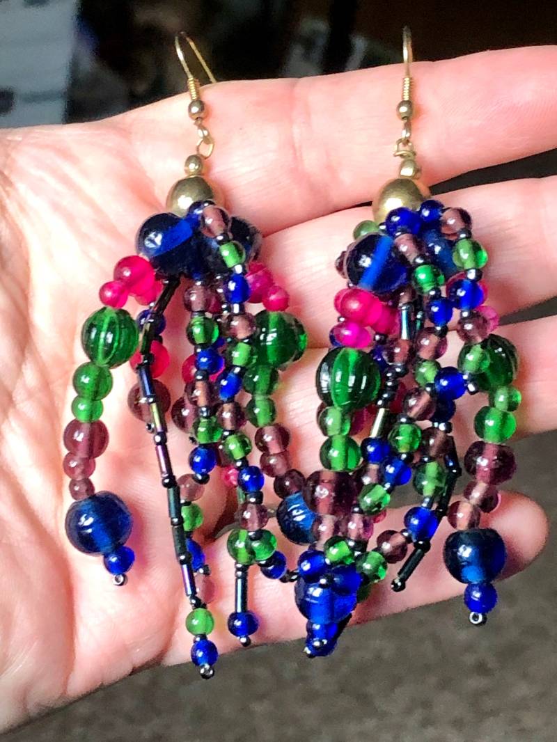 Bunte Boho Glasperlen Ohrringe - Rot Blau Grün - Fab Für Feiertage Bunte Boho Glasperlen Ohrringe - Rot Blau Grün - Fab Für Feiertage von 12Treasures12