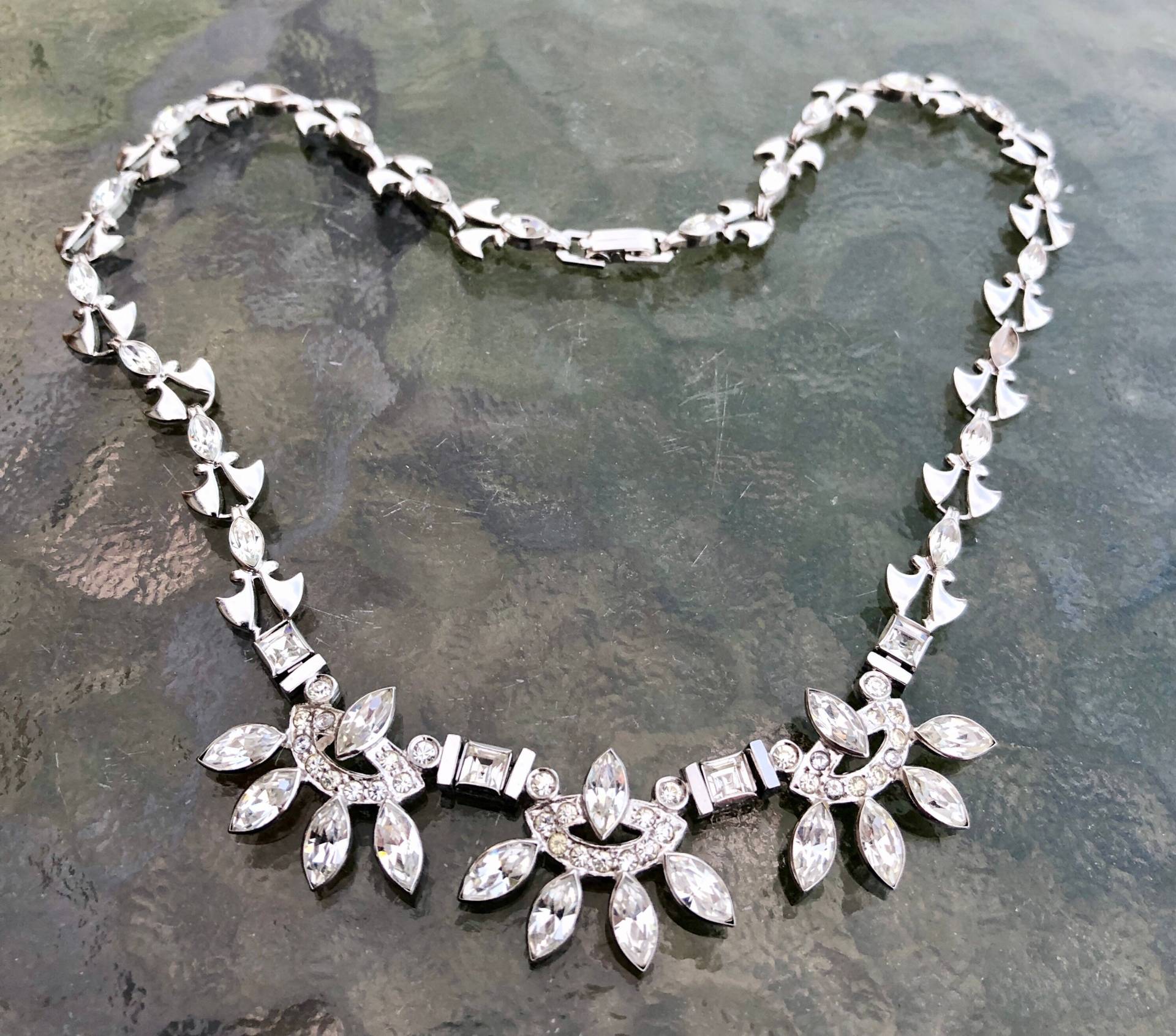 Vintage Engel Bros 1950 Sterling Silber Fancy Strass Halskette - Braut Oder Abend Vintage Engel Bros 1950 Sterling Silber Fancy Strass Halskette - Braut Oder Abend von 12Treasures12