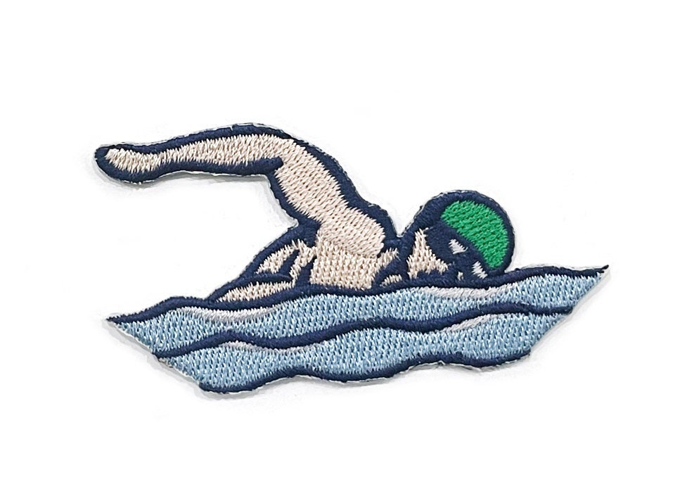 Schwimmen Aufbügler, Bügelbild, Swimmer Embroidery von 12papers