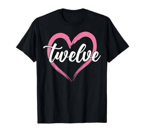 Twelve Pink Heart 12 Years Old 12th Birthday Party Kids T-Shirt von 12th Birthday Gifts Co.
