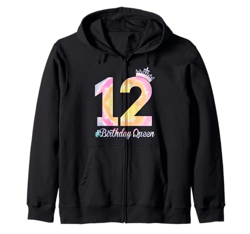 Tie Dye 12th Birthday Queen Crown 12 Years Old Princess Girl Kapuzenjacke von 12th Birthday Girl Gifts Co.