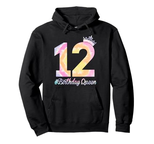 Tie Dye 12th Birthday Queen Crown 12 Years Old Princess Girl Pullover Hoodie von 12th Birthday Girl Gifts Co.