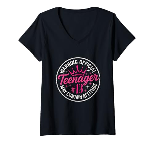 Damen 13th Birthday Girl Official Teenager 13 Year Old Birthday T-Shirt mit V-Ausschnitt von 13 year Old Bday Girl Official Teenager Apparel