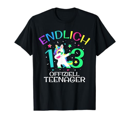 Endlich 13 Jahre Junge Mädchen Offiziell Teenager Einhorn T-Shirt von 13. Geburtstag Jungen Mädchen Teenie Klamotten