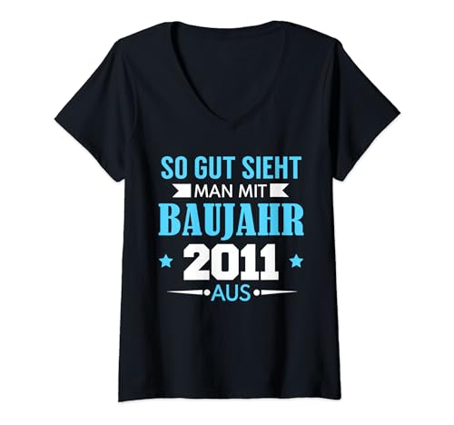 Damen 13. Geburtstag Junge Mädchen 13 Jahre 2011 Lustig Geschenk T-Shirt mit V-Ausschnitt von 13. Geburtstag Mädchen 13. Geburtstag Deko Junge