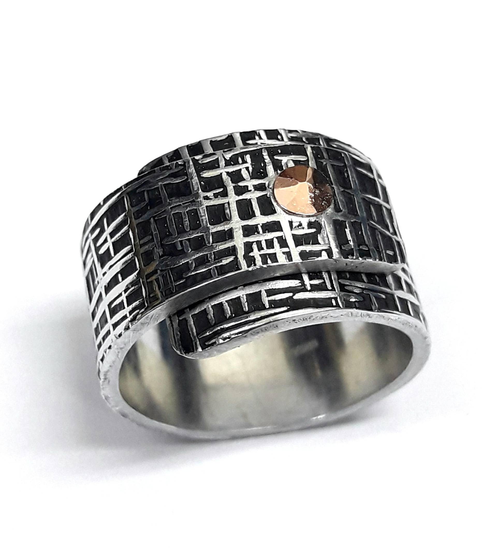 Mit Benutzerdefinierten Text, Band Aluminium-Ring, Mit Kupfer Genietet Und Jute-stoff Veredelt von 13AlGioielli