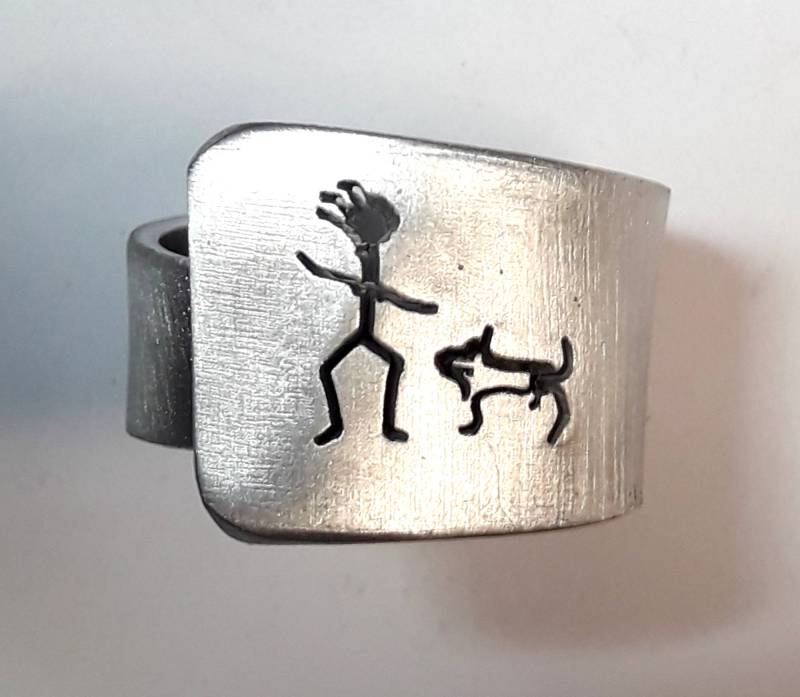 Offene Alu-Ring Mit Ihr Und Dem Hund Benutzerdefinierten Text Offene Alu-Ring Mit Ihr Und Dem Hund Benutzerdefinierten Text von 13AlGioielli