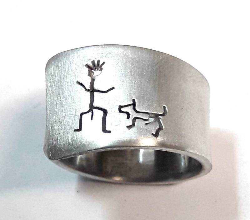 Offene Aluminium Ring Mit Ihm Und Dem Hund Benutzerdefinierten Text Offene Aluminium Ring Mit Ihm Und Dem Hund Benutzerdefinierten Text von 13AlGioielli