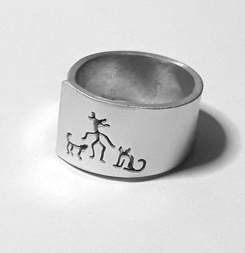 Offene Aluminium Ring Mit Ihr, Die Katze Und Der Hund Benutzerdefinierten Text Offene Aluminium Ring Mit Ihr, Die Katze Und Der Hund Benutzerdefinierten Text von 13AlGioielli