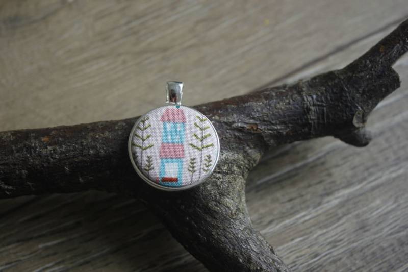 Blau Haus Anhänger, Drucken, Geschenk, Kamee Halskette Zu Hause Home von 13DaisyChains