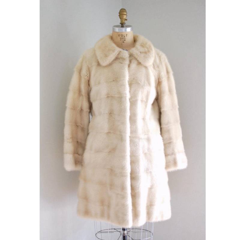 Vintage 60Er Jahre 1960Er Vanille Weiß Beige Nerz Horizontale Pelz Jacke Xs S | Weißer Pelzmantel Nerzmantel von 13bees