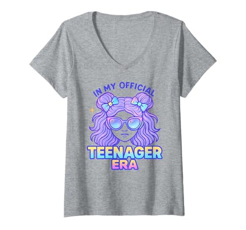 Damen In My Official Teenager Era – 13. Geburtstag T-Shirt mit V-Ausschnitt von 13th Birthday Quotes & Gifts