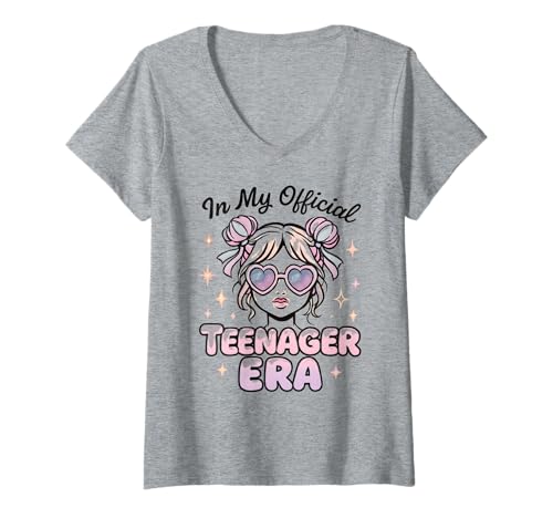 Damen In My Official Teenager Era – 13. Geburtstag T-Shirt mit V-Ausschnitt von 13th Birthday Quotes & Gifts