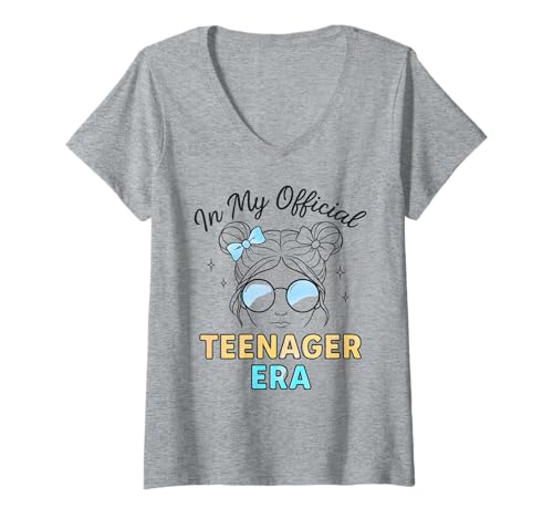 Damen In My Official Teenager Era – 13. Geburtstag T-Shirt mit V-Ausschnitt von 13th Birthday Quotes & Gifts