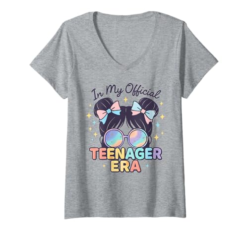 Damen In My Official Teenager Era – 13. Geburtstag T-Shirt mit V-Ausschnitt von 13th Birthday Quotes & Gifts