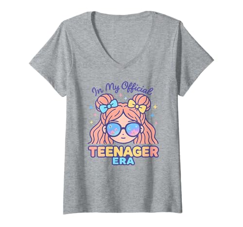 Damen In My Official Teenager Era – 13. Geburtstag T-Shirt mit V-Ausschnitt von 13th Birthday Quotes & Gifts