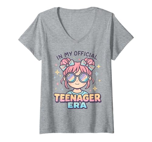 Damen In My Official Teenager Era – 13. Geburtstag T-Shirt mit V-Ausschnitt von 13th Birthday Quotes & Gifts