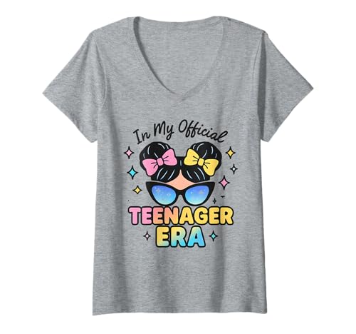 Damen In My Official Teenager Era – 13. Geburtstag T-Shirt mit V-Ausschnitt von 13th Birthday Quotes & Gifts
