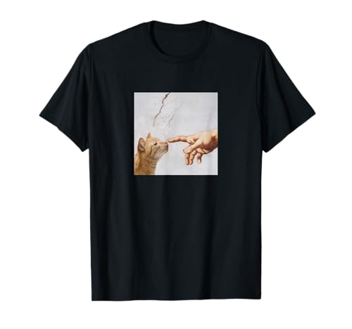 157 Store - Michelangelo The Creation of the Cat T-Shirt - Unisex Kinder und Erwachsene - Schwarz - S - Klassisch - Katzenprint - T-Ausschnitt im Rücken - Winter 157 Store - Michelangelo The Creation of the Cat T-Shirt - Unisex Kinder und Erwachsene - Schwarz - S - Klassisch - Katzenprint - T-Ausschnitt im Rücken - Winter von 157 Store