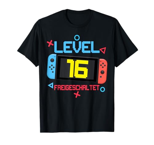 16th Birthday Boy 16 Years Old Level 16 Freigeschaltet T-Shirt von 16. Geburtstag Mädchen 16. Geburtstag Deko Junge