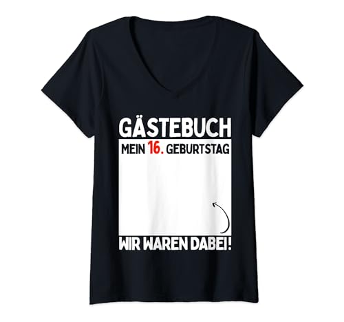 Damen 16. Geburtstag Junge Mädchen 16 Jahre 2008 Lustig Geschenk T-Shirt mit V-Ausschnitt von 16. Geburtstag Mädchen 16. Geburtstag Deko Junge