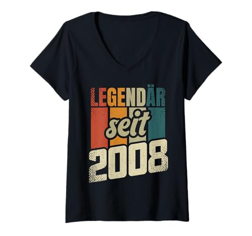 Damen 17. Geburtstag Junge Mädchen 17 Jahre 2008 Lustig Geschenk T-Shirt mit V-Ausschnitt von T-Shirt 17 Jahre Junge Mädchen 17. Geburtstag Deko