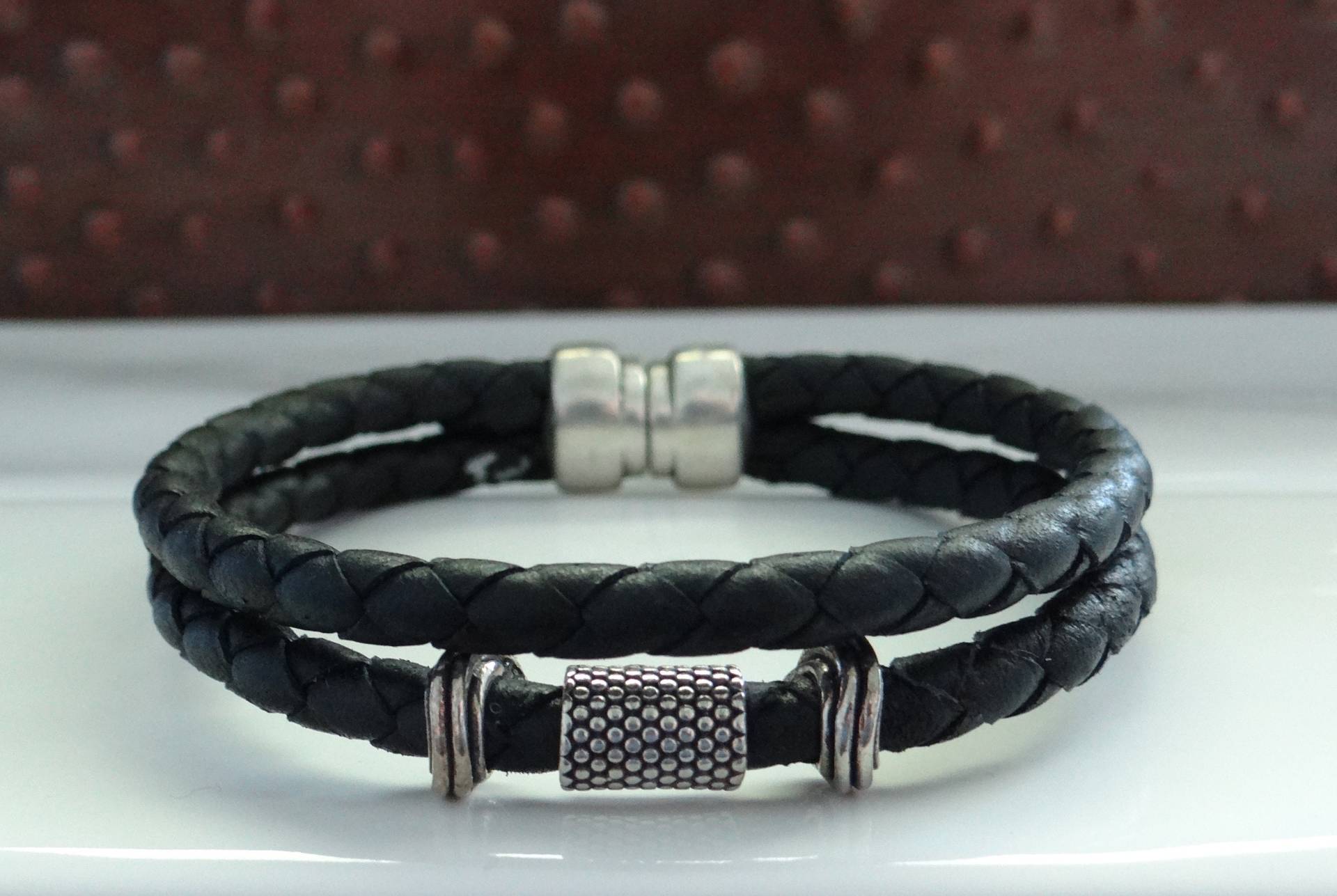 Lederarmband | Geflochtenes Leder Schwarz Punkte Wirbel Boho Magnetverschluss Geschenke Für Ihn Boho Hippie Armband Sale Geschenk Lederarmband | Geflochtenes Leder Schwarz Punkte Wirbel Boho Magnetverschluss Geschenke Für Ihn Boho Hippie Armband Sale Geschenk von 1630CooperLane