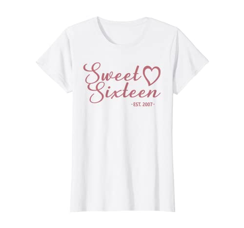 Sweet Sixteen Est. 2007 16 Jahre alt für Mädchen 16. Geburtstag T-Shirt von 16th Birthday Gifts For Girls by Art Like Wow