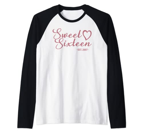 Sweet Sixteen Est. 2007 16 Jahre alt für Mädchen 16. Geburtstag Raglan von 16th Birthday Gifts For Girls by Art Like Wow