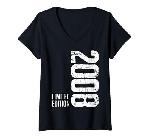 Damen 17. Geburtstag Geschenke Mädchen Junge 2008 Limited Edition T-Shirt mit V-Ausschnitt von 17 Jahre Mann Frau Geschenkidee 2008 geboren