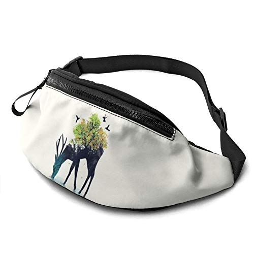 Brusttasche Hirschkunst, Schultertaschen Verstellbarer Sport Hüfttasche Große Kapazität Damen Brustbeutel Für Camping Geschenke Reisen 14X35Cm von 177